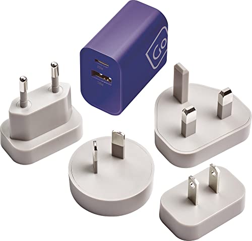 Go Travel Worldwide USB-A & USB-C Mains Charger (Ref 576.101), Purple