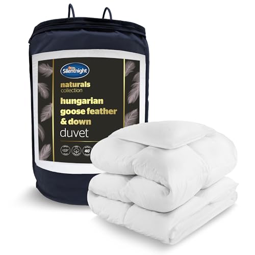 Silentnight Hungarian Goose Feather and Down Double Duvet – Luxury Hotel Quality 10.5 Tog Duvet Quilt Warm Cosy with 300TC Cotton Cover All Year Round Winter Summer – Machine Washable – Double