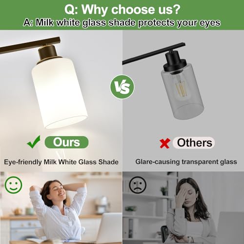 Image of MOKATNG 4-Light Bathroom Light Fixtures, Vanity Light with Milky White Shades, Oil-Rubbed Bronze Bathroom Light Fixtures Over Mirror, Modern Bathroom Wall Lamp for Mirror Living Room Cabinet Bedroom