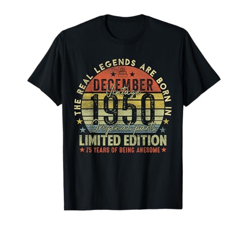 75th Birthday Real Legends December 1950 75 Years Old Men Tシャツ