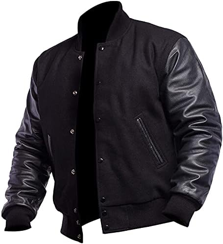 high School Letterman Jackets - Baseball Men Jacket - Mens Varsity Jackets - Chaquetas Baseball Black