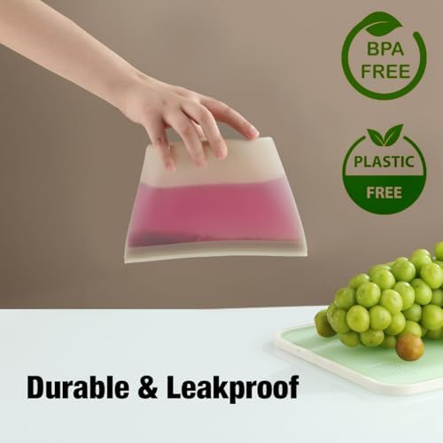 3 Pack Reusable Silicone Bags for Food Storage, Emptycolor Zipper Bags Reusable, Leakproof Freezer Bag for Sandwich, Snack, Dishwasher Safe, BPA Free - Thumbnail 3