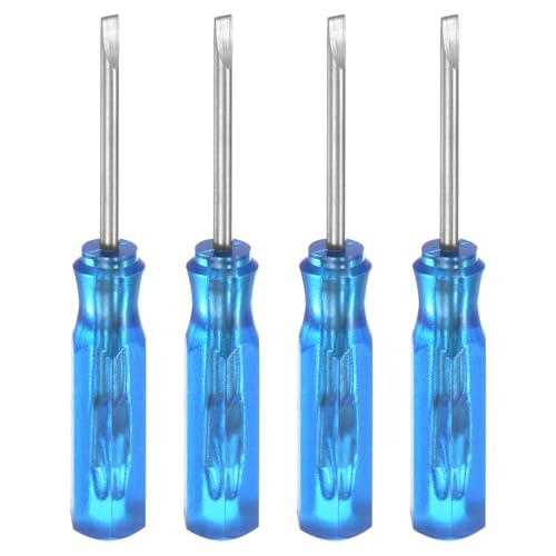 QUARKZMAN 4Pz Sl1.5 Mini Cacciavite a Taglio 1.5mm Testa Piatto Magnetica 45mm Lunghezza per Riparazioni di Piccoli Elettrodomestici, Blu