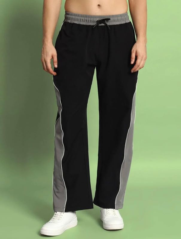 Image of Imsa Moda Men's Nylon Lycra Straight Fit Track Pant | Gym Trackpants & Activewear Joggers | Casual Lower for Sports, Gym & Yoga