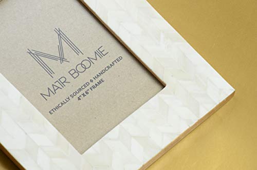 Matr Boomie Hand Carved Bone (Cruelty-Free) 4X6 Picture Frame Chevron Pattern - 8
