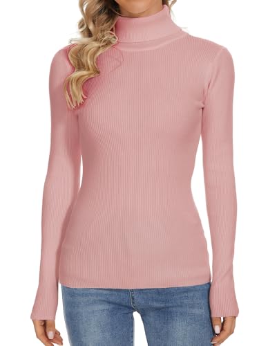 Image of Turtleneck Sweaters for Women Ribbed Long Sleeve Pullover Sweater