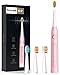 Fairywill Cepillos De Dientes Sonicos,Cepillos De Dientes Electricos con 5 Modos de Cepillado,Carga 4 Horas por 30 Días, 3 Recambio Cabezales, IPX7 Impermeable Rosa