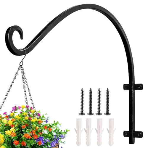 cailiya 1 Stück Pflanzenhalterung Blumenampelhalter Eisen Wandhaken Blumenampel Wandhalter Haken Zum Aufhängen von Pflanzer Vogelhäuschen Laterne Windspiele Wandleuchter - Schwarz (Groß)