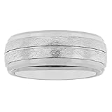 STEEL NATION JEWELRY Alianza de boda para hombre, carburo de tantalio de 8 mm, acabado satinado gris plateado con centro ranurado, talla 10,5