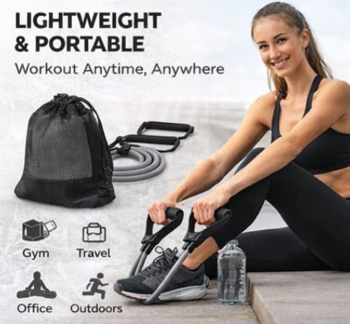 Image of Toning Tube Resistance Band with Handles | Heavy Duty Exercise Tube for Home Workout, Chest Expander, Biceps, Shoulder, Physiotherapy & Strength Training (Grey, Medium Resistance)