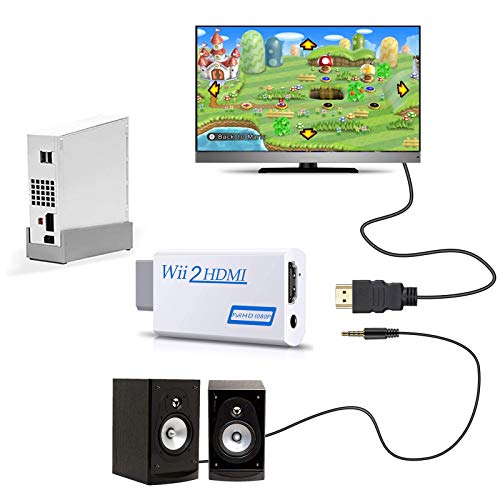 Zeato Conversor Wii para HDMI, adaptador Wii para HDMI, conector Wii para HDMI 1080P 720P, saída de