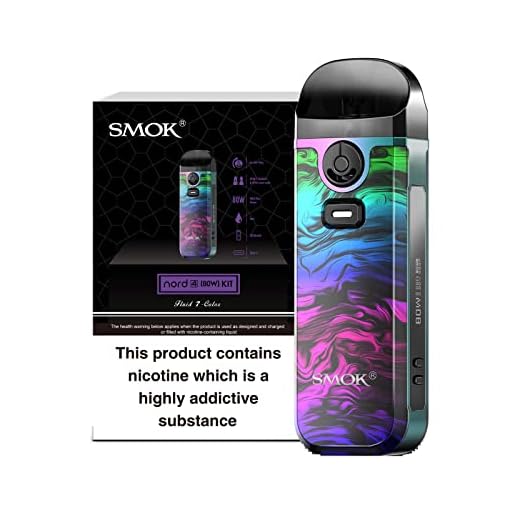SMOK Nord 4 Vaping Kit, Long Lasting Battery, Portable, Dual Coil Compatibility (RPM 2 & RPM Coils), E Cigarettes, E Cig, Refillable and Rechargeable, SMOK Vaping, No Nicotine (Fluid 7 Color)
