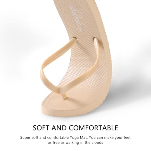 Image of shevalues Slim Flip Flops for Women Beach Rubber Shower Shoes Basic Thong Sandals