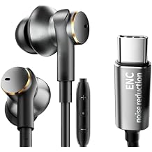 USB-C Earbuds Noise Cancellation Call,Hybrid Driver 1DD+1BA Deep Bass Wired Headphones Type C Plug Ear Bud Noise-canceling Mic Earphone Compatible with iPhones 17 16 15 pro max Samsung and C Port
