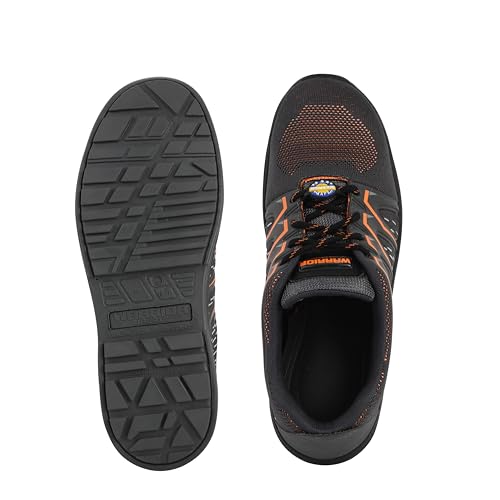 Image of Liberty Warrior 3004-28 Safety Shoes for Men, Genuine Leather, Light Weight, Fibre Glass Toe, Industrial Shoes for Men, Orange & Blue, Sizes-5UK-11UK