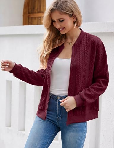Image of Larmliss Women's Zip Up Cardigan Sweater Hoodies Long Sleeve Jacket Crewneck Casual Outerwear Spring Fall Trendy Coat Outfits