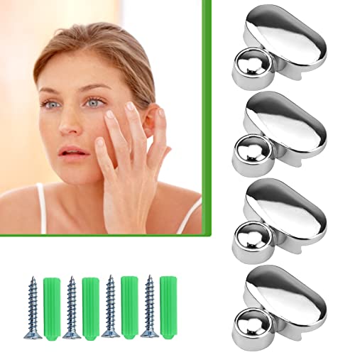 4 Pcs Pince de Verre,zinc chromé Fixation miroir 3-5 mm Kit Support Miroir Avec vis et rondelles en acier inoxydable,supports de fixation pour Salle De Bains,Salon,Lieux Publics