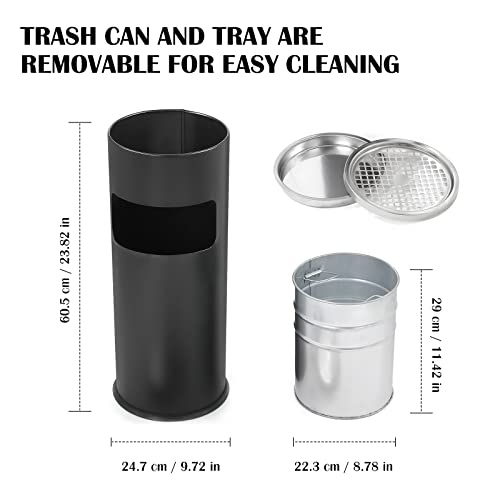 Caneca de basura cilíndrica de acero inoxidable 25x61cm miniatura 2