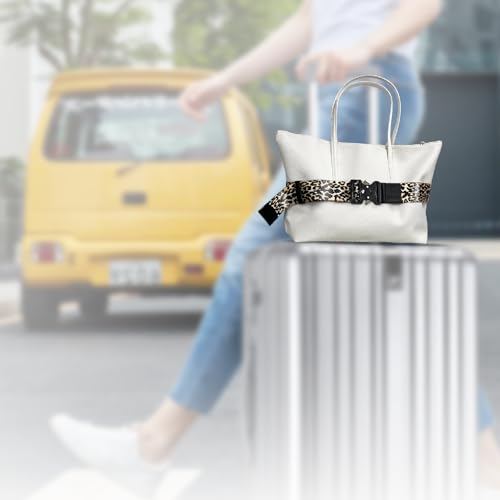 Image of Luggage Straps for Carry On, Vethers Add a Bag Travel Belt, Hands Free Luggage Helper, Adjustable and Stylish Belt with Metal Buckles for Second Bag, Tote, Airport Travel Accessory (Leopard)