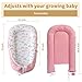 Baby Lounger for Newborn 0-24 Months, Snuggle Nest for Baby Girls Boys, Breathable & Soft Cotton Infant Lounger Cover, Portable and Lightweight Baby Cushion for Home and Travel (Pink)