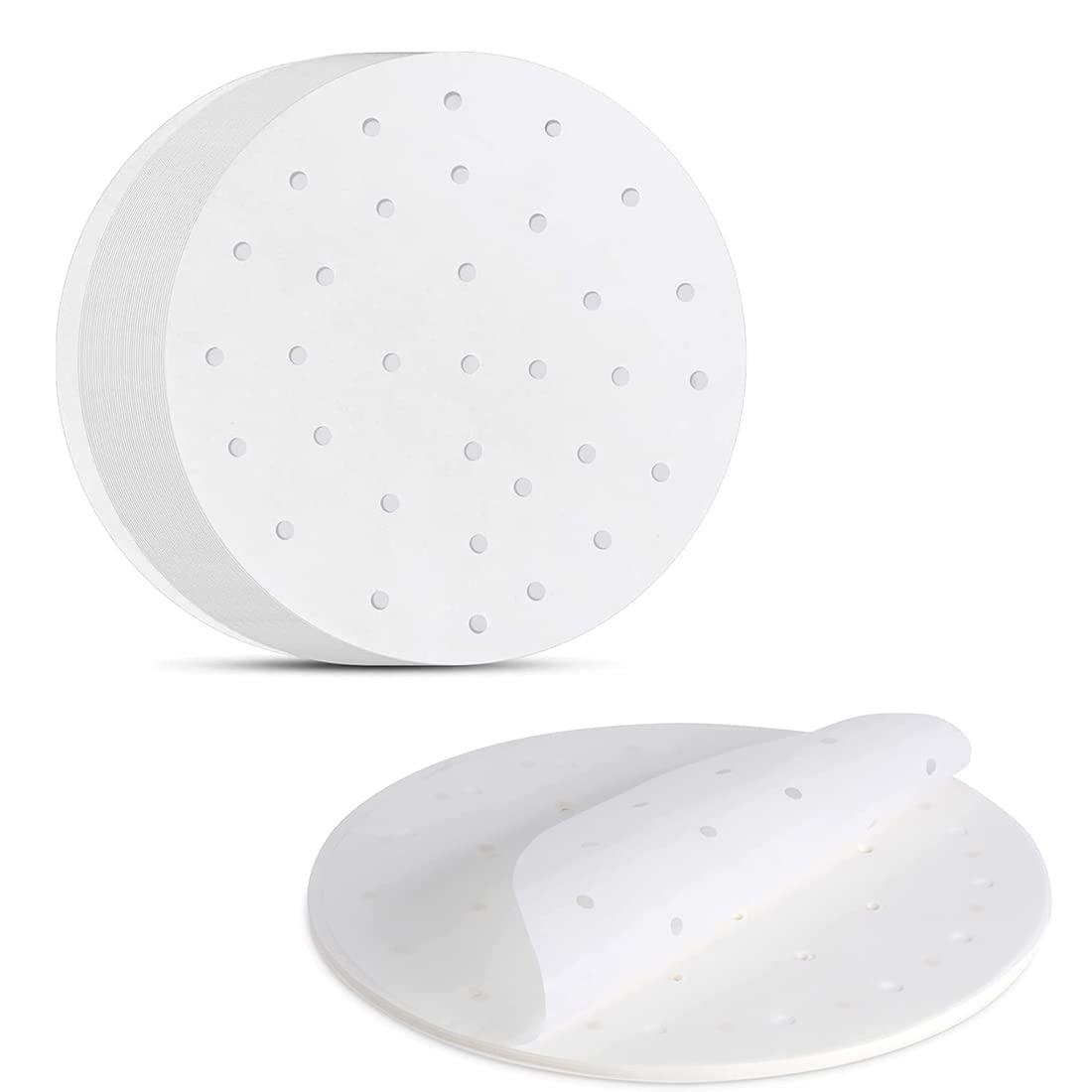 150 Hojas Papel Freidora Aire Papel Pergamino Redondo Papel de Vaporizador 18 cm Papel Para Freidora de Aire Redondo, Antiadherente, Pergamino Perforado para Air Fryer, Cesta de Vapor