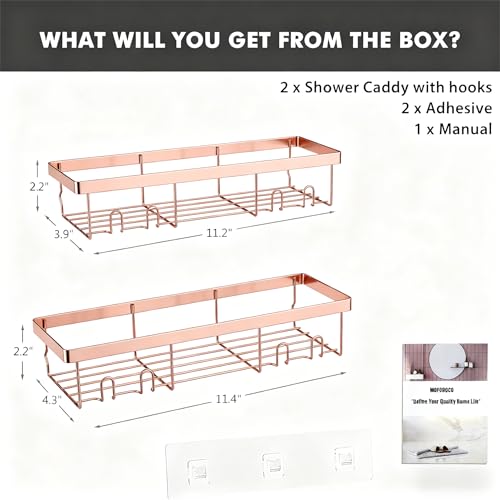 Image of Moforoco Shower Caddy Shelf Organizer Rack, Self Adhesive Black Bathroom Shelves Basket, Home Farmhouse Wall Inside Organization and Storage Decor Rv Accessories, First Camper Apartment Essentials