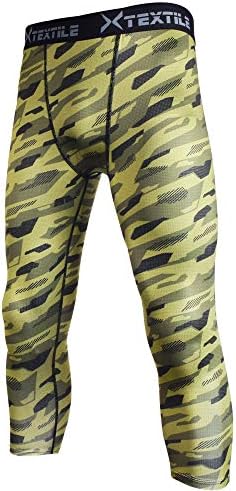 Xtextile Mens Camouflage Compression Pants Baselayer Sports Tights Leggings (Ivy Green Camo, Large)