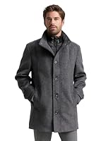 TOM TAILOR Herren Wollmantel mit Innenjacke 1032506, 30500 - Dark Grey Black Herringbone, L
