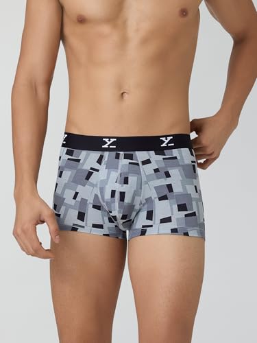 Image of XYXX Men's Shuffle Micromodal Regular Fit Printed Antimicrobial Trunks with No Marks Waistband (Pack of 3)
