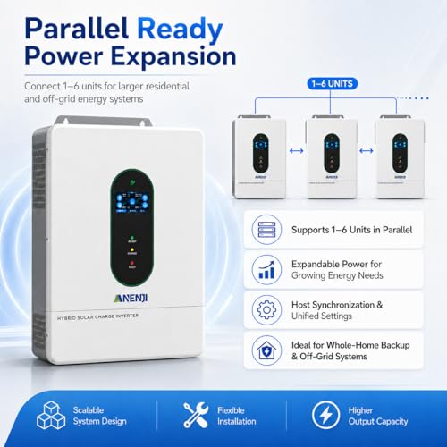 Image of 12000W Hybrid Solar Inverter 48V Split Phase 120V /240V, Dual MPPT 500V Input, Pure Sine Wave Off Grid Inverter Charger with WiFi & BMS Support, Parallel up to 6 Units-UL Certification