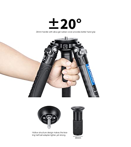 Leofoto LVM-324C Trépied 4 sections en fibre de carbone avec kit de tête vidéo fluide BV-10/bol intégré 75 mm/base de nivellement 75 mm/système de trépied vidéo Manba LVM Series