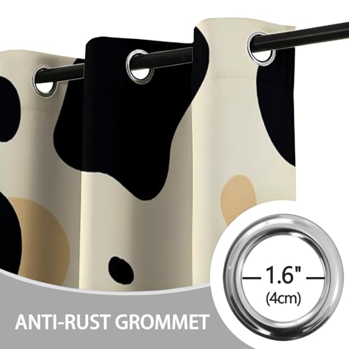 Rideau en polyester isolant haut de gamme | Motif abstrait chic beige et noir