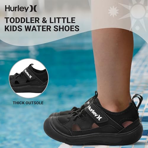 Hurley Kid's Toddlers Water Shoes, Extra Strength Outsole Water Shoes for Boys and Girls, Lightweight Closed Toe Sandals, Beach Shoes with Adjustable Upper-for Outdoors, Water Play and Pool Dylan2