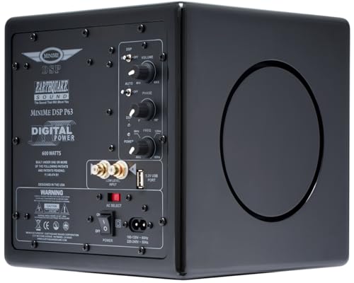 EARTHQUAKE Sound MiniMe DSP P63B 6.5-Inch Micro Powered Subwoofer with Dual 6.5-Inch SLAPS Passive Radiator Technology and DSP Control, Piano Black