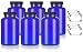 JUVITUS (6 pack) 17 oz Cobalt Blue PET Plastic Packer Bottle with Black Lid + Labels