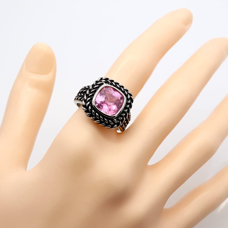 PAMTIER Unisex Stainless Steel Personality Classic Square Cut Multicolor Rhinestones Gemstone Signet Ring4