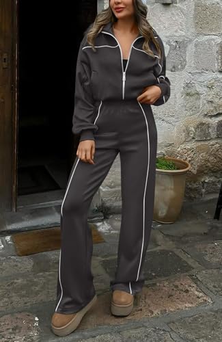 Image of BTFBM Women's Two Piece Tracksuit Fall 2026 Long Sleeve Zip Up Sweatshirt Long Pants Outfits Jogger Sweatsuit Sets