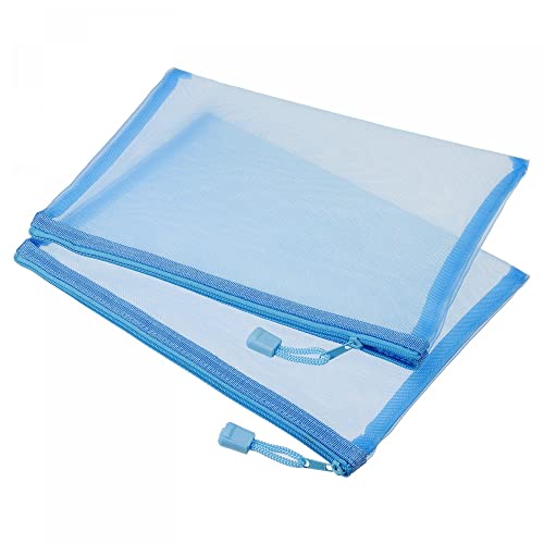 sourcing map Sacs de tirette de maille, poches de stockage de trousse de crayon de poche de tirette pour des, Bleu ciel