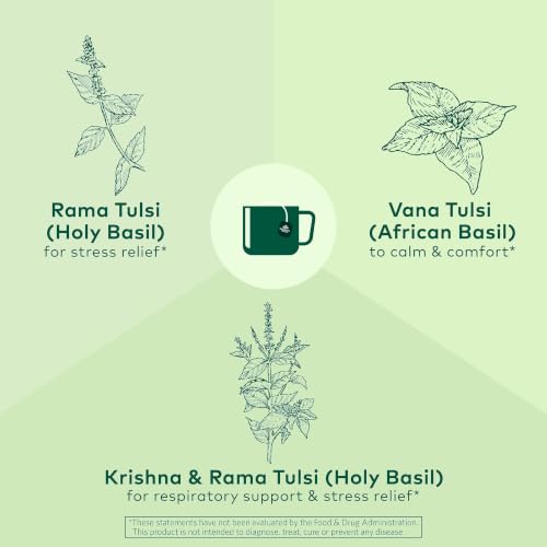 Image of Organic India Tulsi Original Herbal Tea - Holy Basil, Stress Relieving & Energizing, Immune Support, Adaptogen, Vegan, USDA Certified Organic, Non-GMO, Caffeine-Free - 18 Infusion Bags, 1 Pack