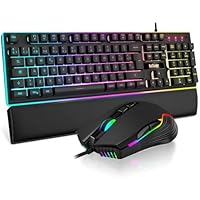 RedThunder Juego 3 en 1 de Teclado, Ratón y Reposamuñecas de