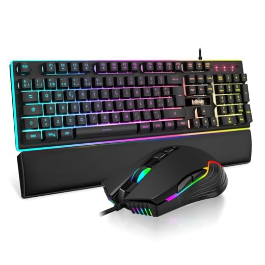 RedThunder K10 Juego 3 en 1 de Teclado, Ratón y Reposamuñecas de Cuero, Retroiluminación RGB + Tacto Mecánico, Teclas Anti-Ghosting + Ratón 7D 7200DPI, Layout Español, Compatible con PC/PS5/Xbox Negro