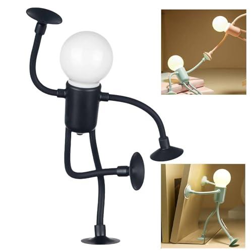 Veilleuse divertente con forma mutevole a ventosa, lampadina carina, mini veilleuse creativa per camera degli adulti, camera da letto, bagno, corridoio, decorazione di Natale (nero)