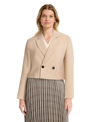Blazer Anne Klein café clair en sergé fluide avec boutons croisés taille 16