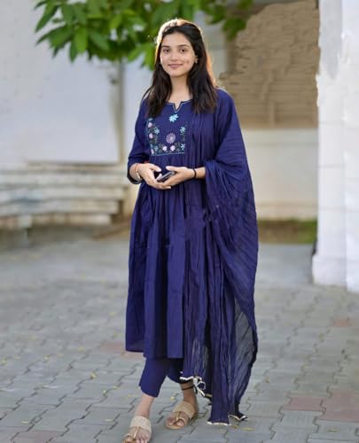 Image of KLOSIA Women Printed A-Line Kurta and Pant Set with Dupatta