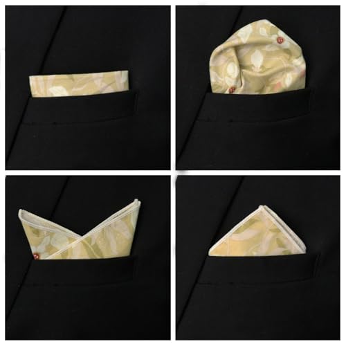 Image of Floral Pocket Squares for Men with Holder Printed Flower Mens Handkerchief Cotton Suit Pocket Hanky for Wedding