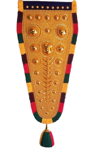 Image of BUNNY BEAR | 5.00 Feet(153 CM) Kerala Nettipattam Wall Hanging | Gold Plated Elephant Caparison | Traditional Kerala Handicraft Decorative Art for Home, Pooja Room & Gift Decor (5.00 FEET)