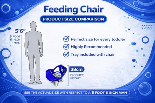 Image of MY LITTLE TOWN Kids Feeding Chair| Musical Chu Chu Chair| Baby Chair| 4-36 Months| Baby Chair| Portable| Booster seat (Blue with Blue)