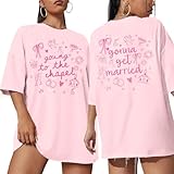 Going to The Chapel Shirt Bride to Be Tshirt Bride Engaged Tee Bachelorette Wedding Party Casual Short Sleeve Tops Pink