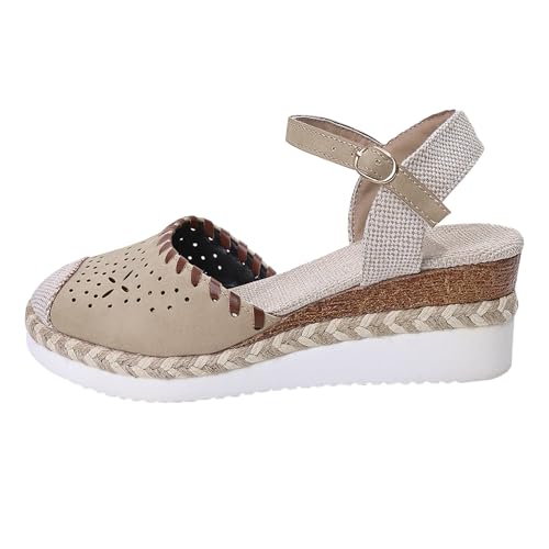 Alpargatas de cuña elegantes para mujer, zapatos de plataforma cerrados con diseño premium