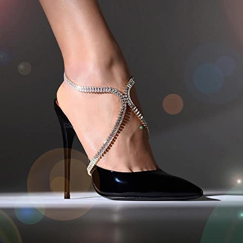 Hsakess Rhinestone Butterfly Heel Chain Tennis Chain Anklets Faux Crystal High Heel Ankle Bracelet Shoes Chain For Women Girls,Gold, 20-30Cm #TOP1